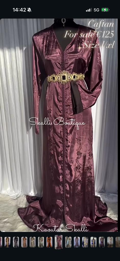 Caftan jawhara paars zwart dubbel gevoerd, Overige typen, Zwart, Maat 46/48 (XL) of groter, Ophalen of Verzenden