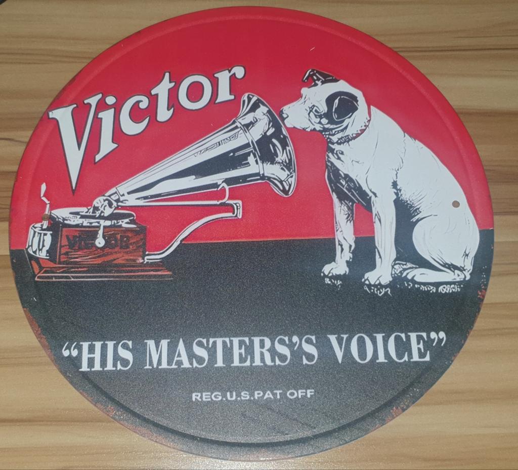 Iconisch hmv his master's voice wandbord, Ophalen of Verzenden