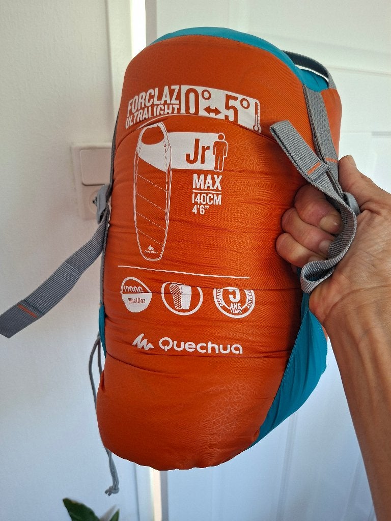 Quechua forclaz slaapzak ultralight junior 140cm, Caravans en Kamperen, Ophalen, Zo goed als nieuw