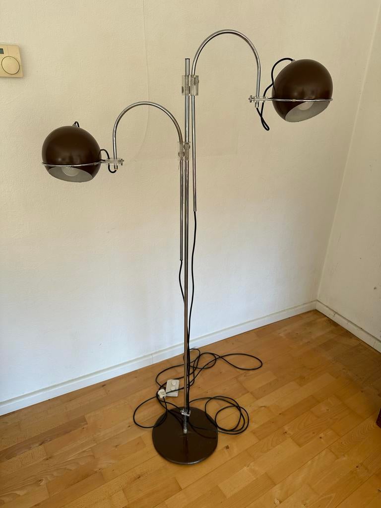 Gepo Vintage Vloerlamp Bruin - Jaren '70 Design, Ophalen, Gebruikt, Metaal, 150 tot 200 cm