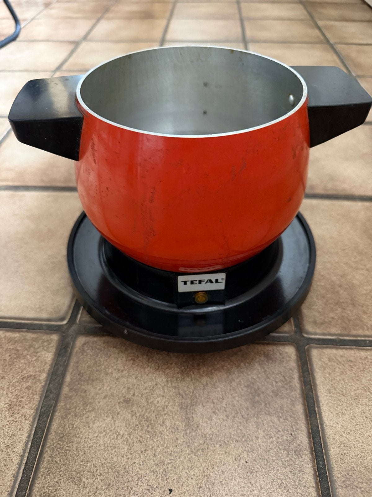 Vintage Tefal Fonduepan - Rood, Elektrisch, Ophalen of Verzenden, Gebruikt