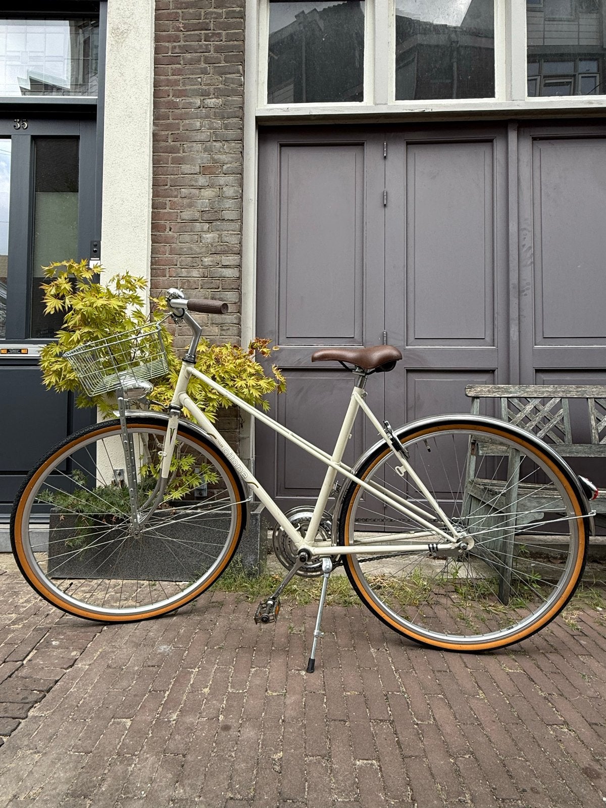 Vintage Damesfiets - Crème met Mand - framemaat 52, Terugtraprem, Gebruikt, 50 tot 53 cm, Ophalen