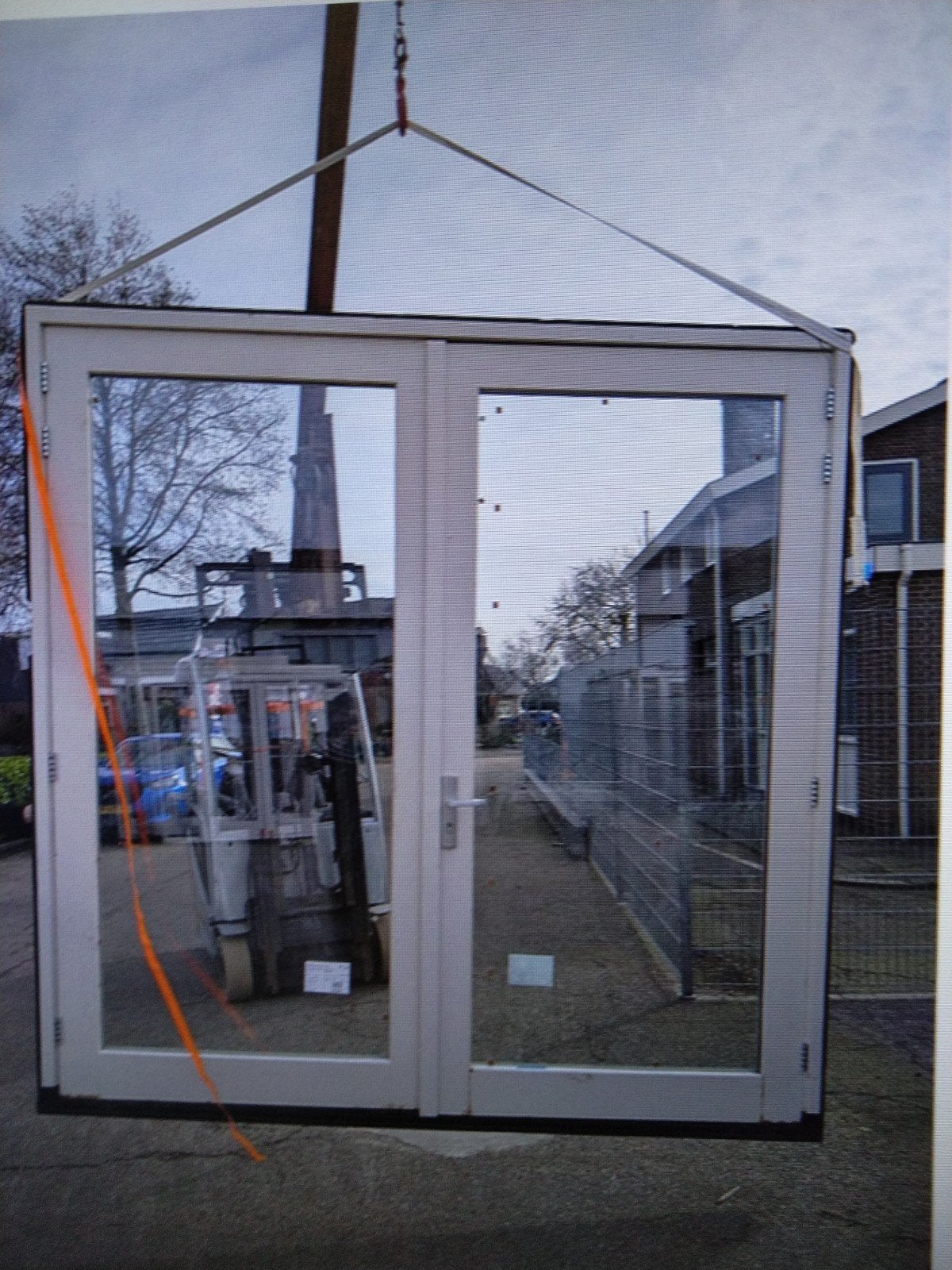 kozijn met dubbele tuindeuren groot, Doe-het-zelf en Verbouw, Deuren en Horren, Nieuw, Ophalen of Verzenden, Buitendeur, Glas