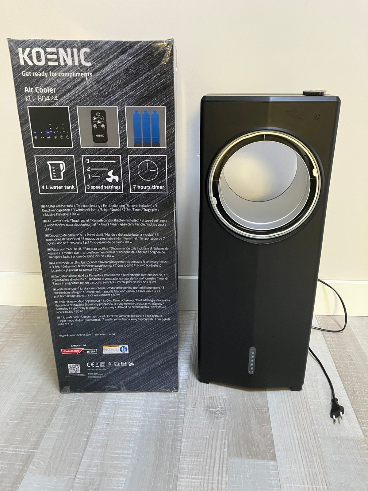 Koenic Aircooler KCC 80824 zwart, Ophalen, Timer, Minder dan 60 m³, Ventileren