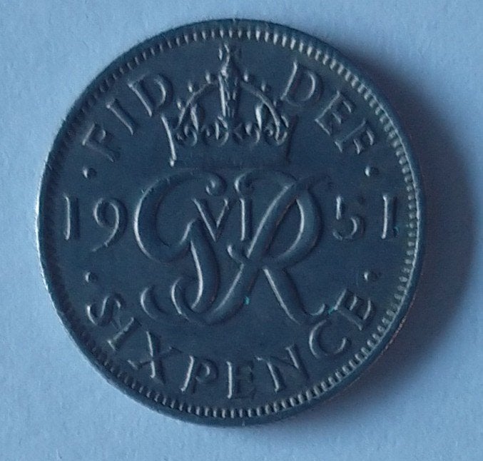 six pence  1951,  volgnr 156, Ophalen of Verzenden, Overige landen, Losse munt