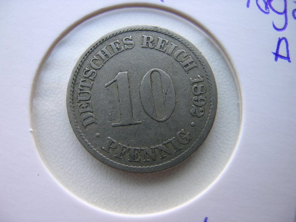 10 Pfennig 1892 A Duitsland, Ophalen of Verzenden, Duitsland, Losse munt