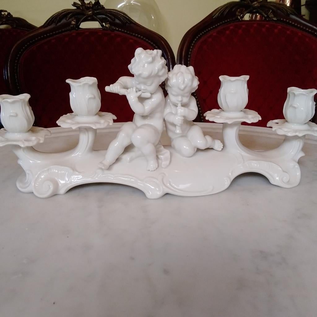 K.Tutter vintage sculptuur kaarsenhouders engeltjes, Verzenden, Keramiek of Aardewerk