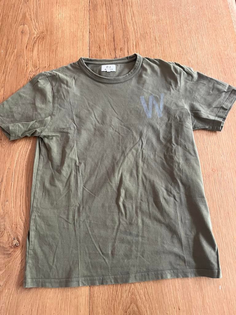 Groen Woolrich T-shirt - Maat 12 jaar, Ophalen of Verzenden, Zo goed als nieuw, Jongen of Meisje, Shirt of Longsleeve