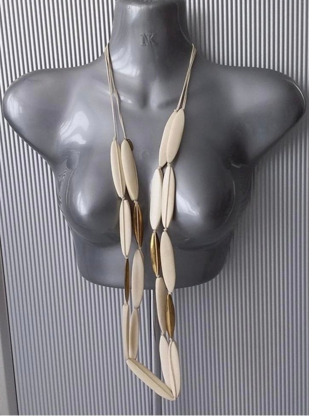 Manouk - koordketting met ovale kralen met goud afget. 3=2 a, Overige kleuren, Verzenden, Nieuw, Overige materialen