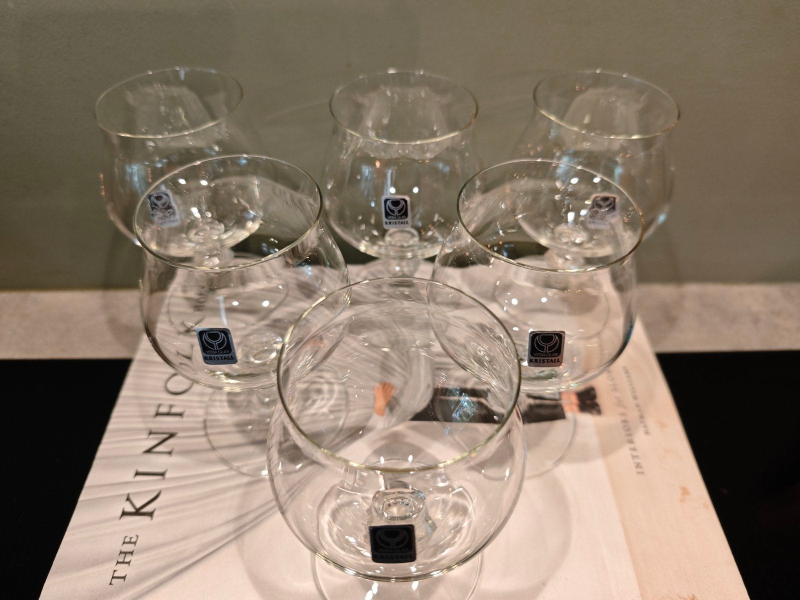 Set van 6 vintage Veba Kristal Cognac/Wijnglazen - Puntgaaf, Ophalen of Verzenden