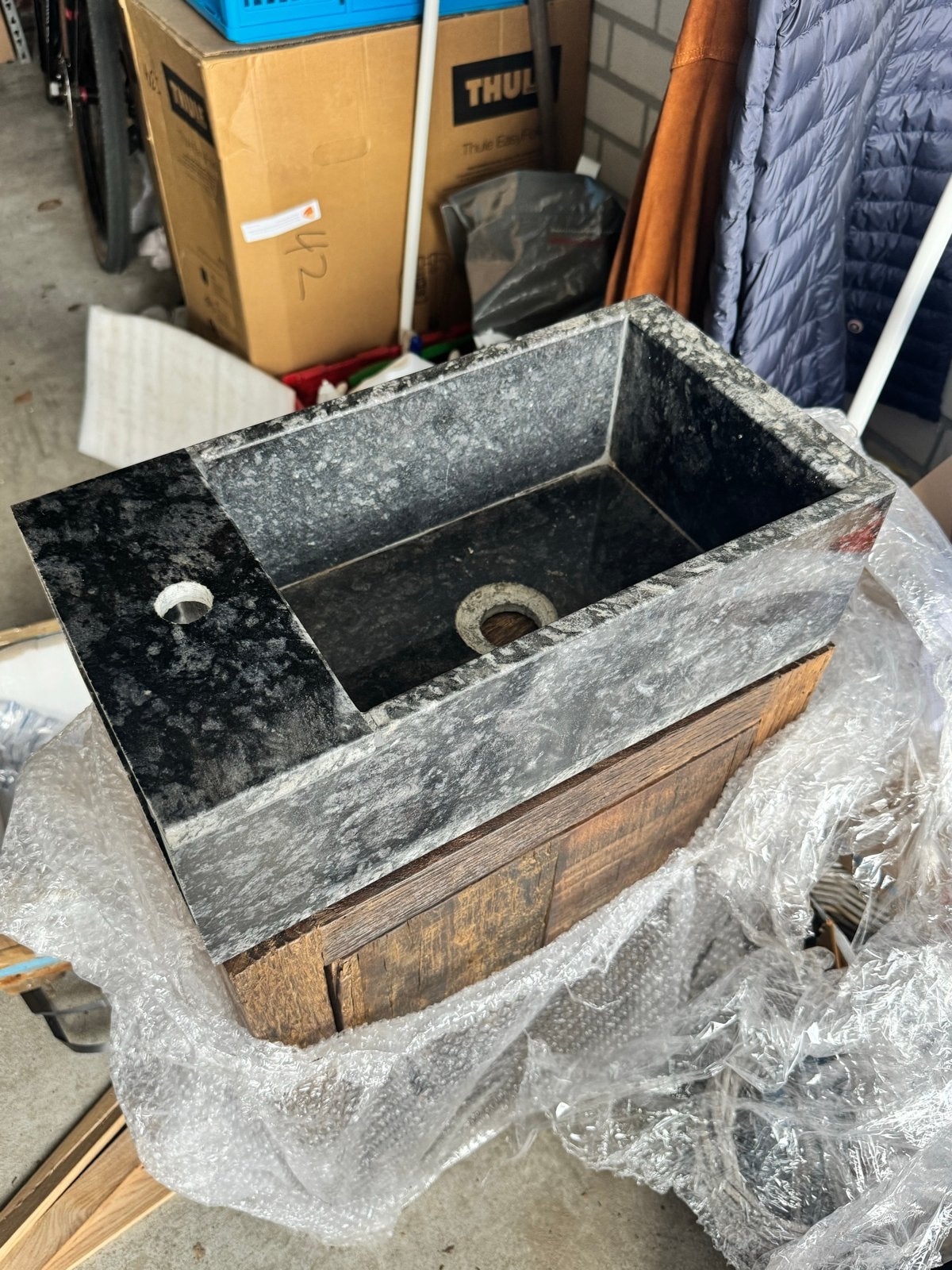 Natuursteen wasbak 45x24 - Nieuw, Ophalen, Nieuw, Steen, Wastafel