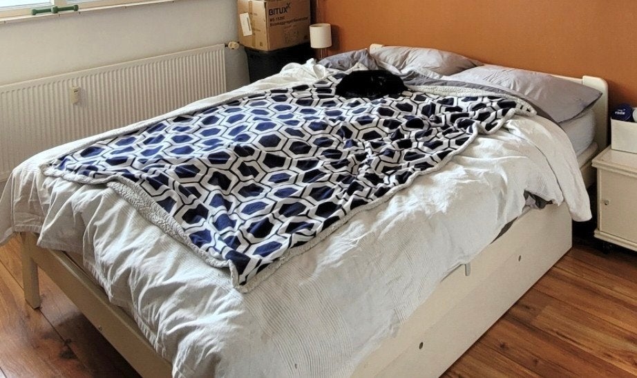 Wit bedframe van Grenen hout, 140 breed, Ophalen, Gebruikt