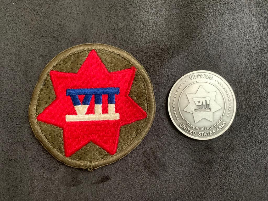 USA Army 7th Corps Patch and Challenge coin, Verzamelen, Ophalen, Landmacht, Amerika, Embleem of Badge
