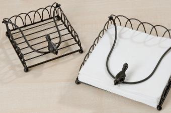 Mooie Servethouder met vogeltje, groot en klein, zwart, Zwart, Nieuw, Ophalen of Verzenden, Landelijk