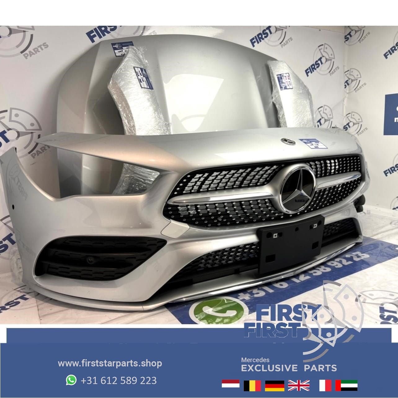 W118 C118 CLA AMG LINE VOORKOP ZILVERGRIJS origineel Mercede, Gebruikt, -, Voor, Ophalen of Verzenden