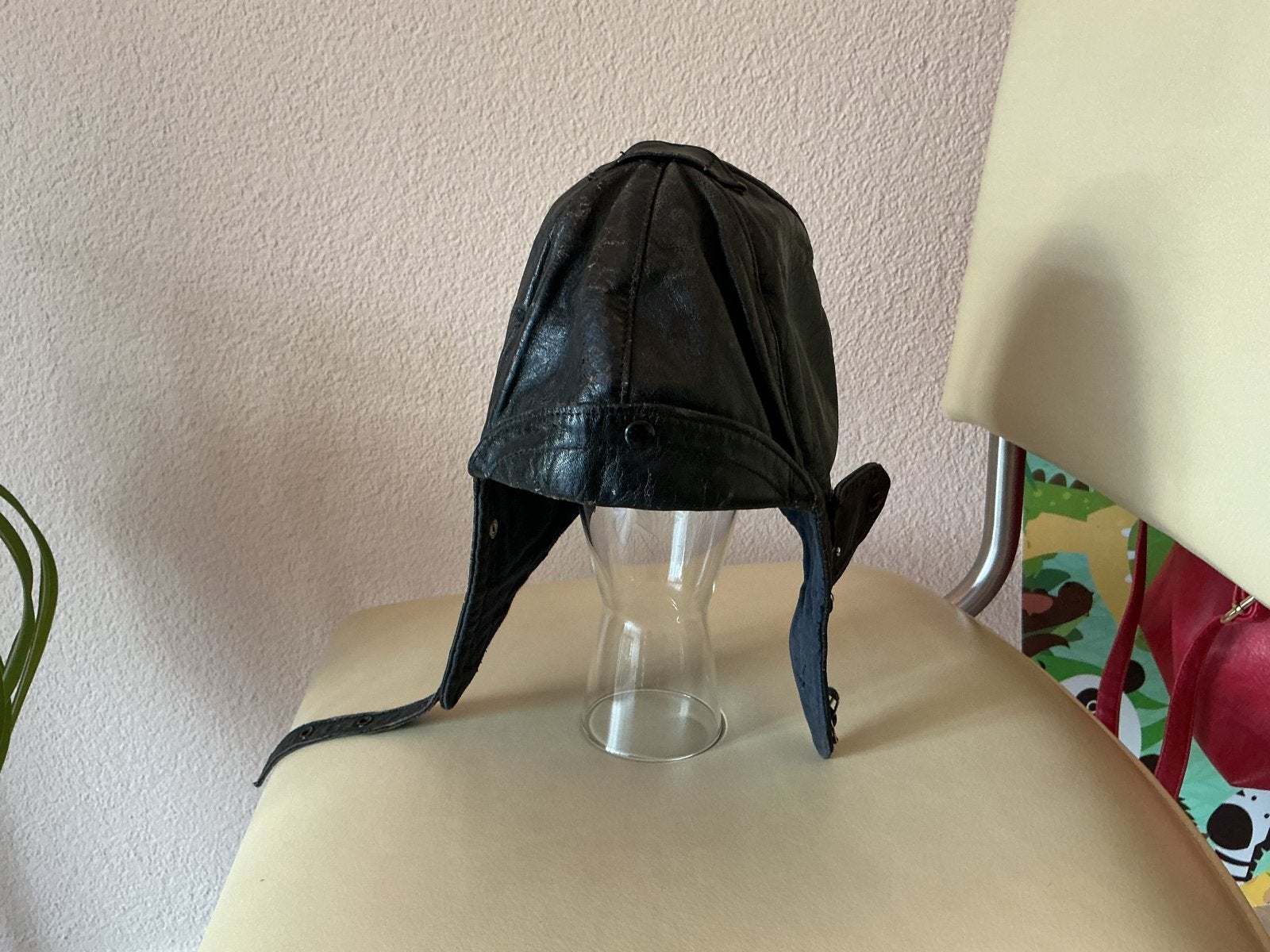 Vintage Leren Vliegerkap met Oorbeschermers, Ophalen of Verzenden, Gedragen, One size fits all, Hoed