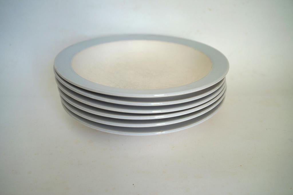 vintage 6x dinerbord fris edam symfonie parelgrijs blauw, Ophalen of Verzenden