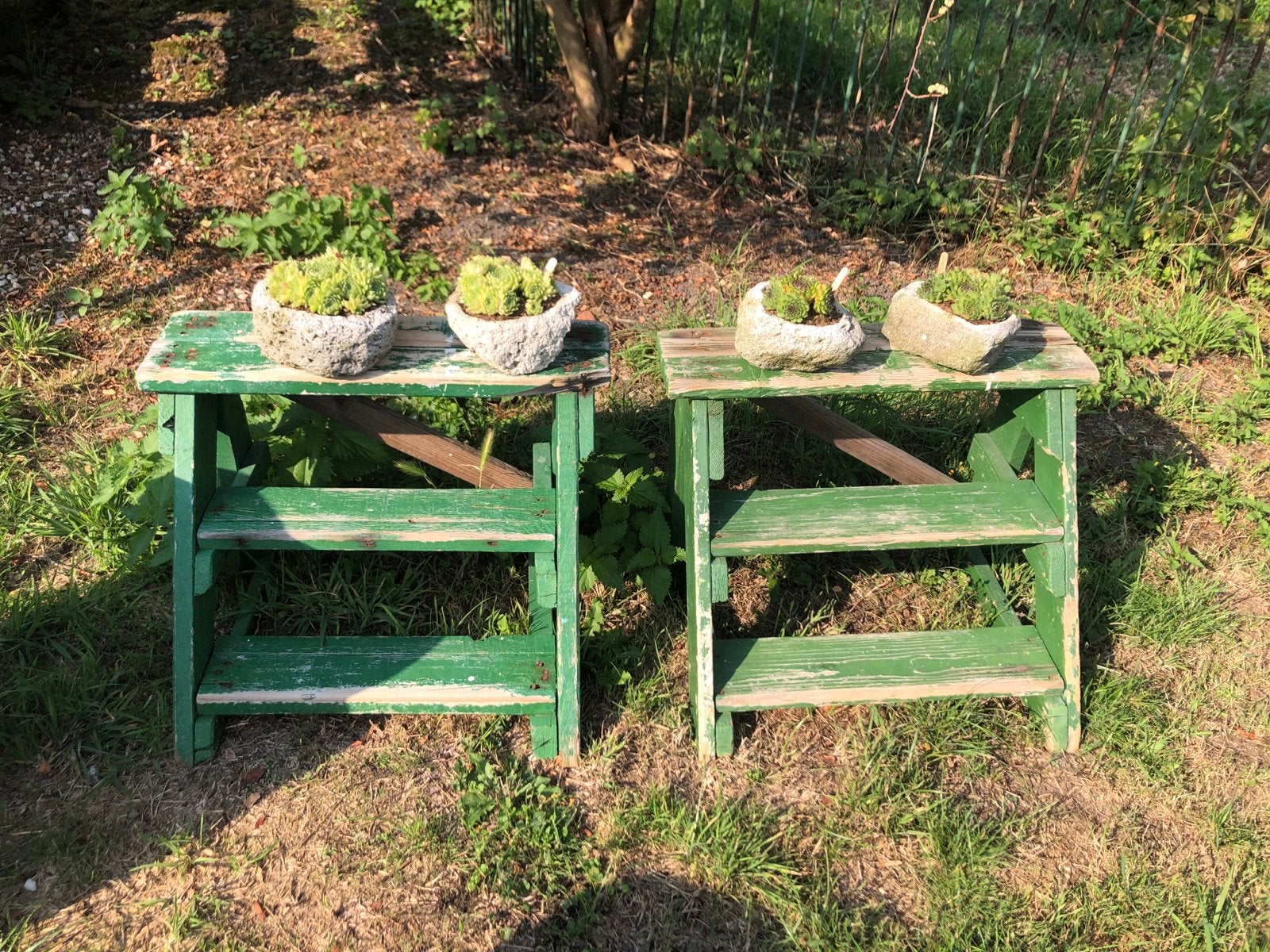Brocante strandhuisjestrap - decoratieve houten trap, Ophalen of Verzenden