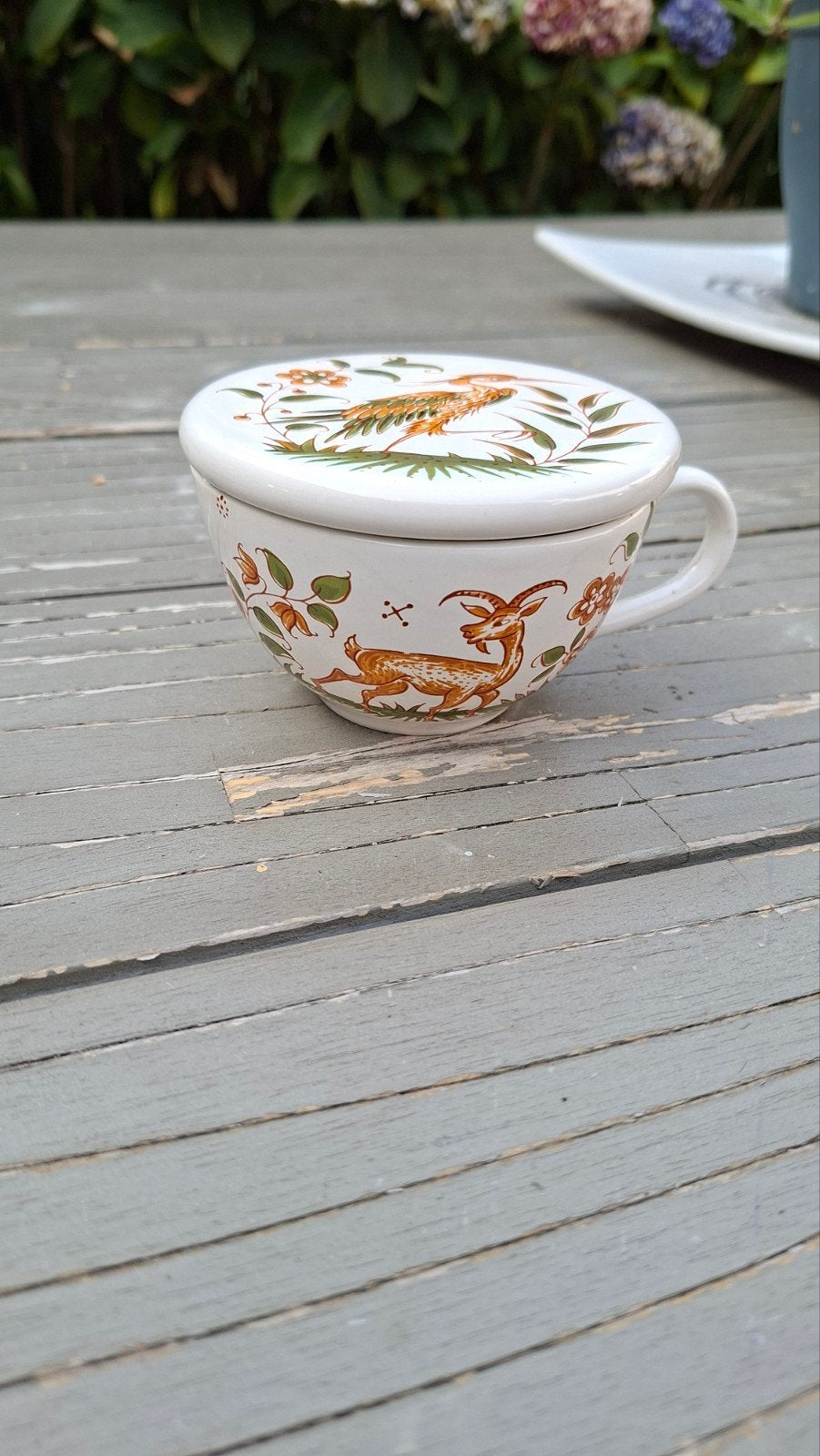 Vintage Franse Faience Theekop + Deksel - Gabriel Fourmaint, Ophalen of Verzenden