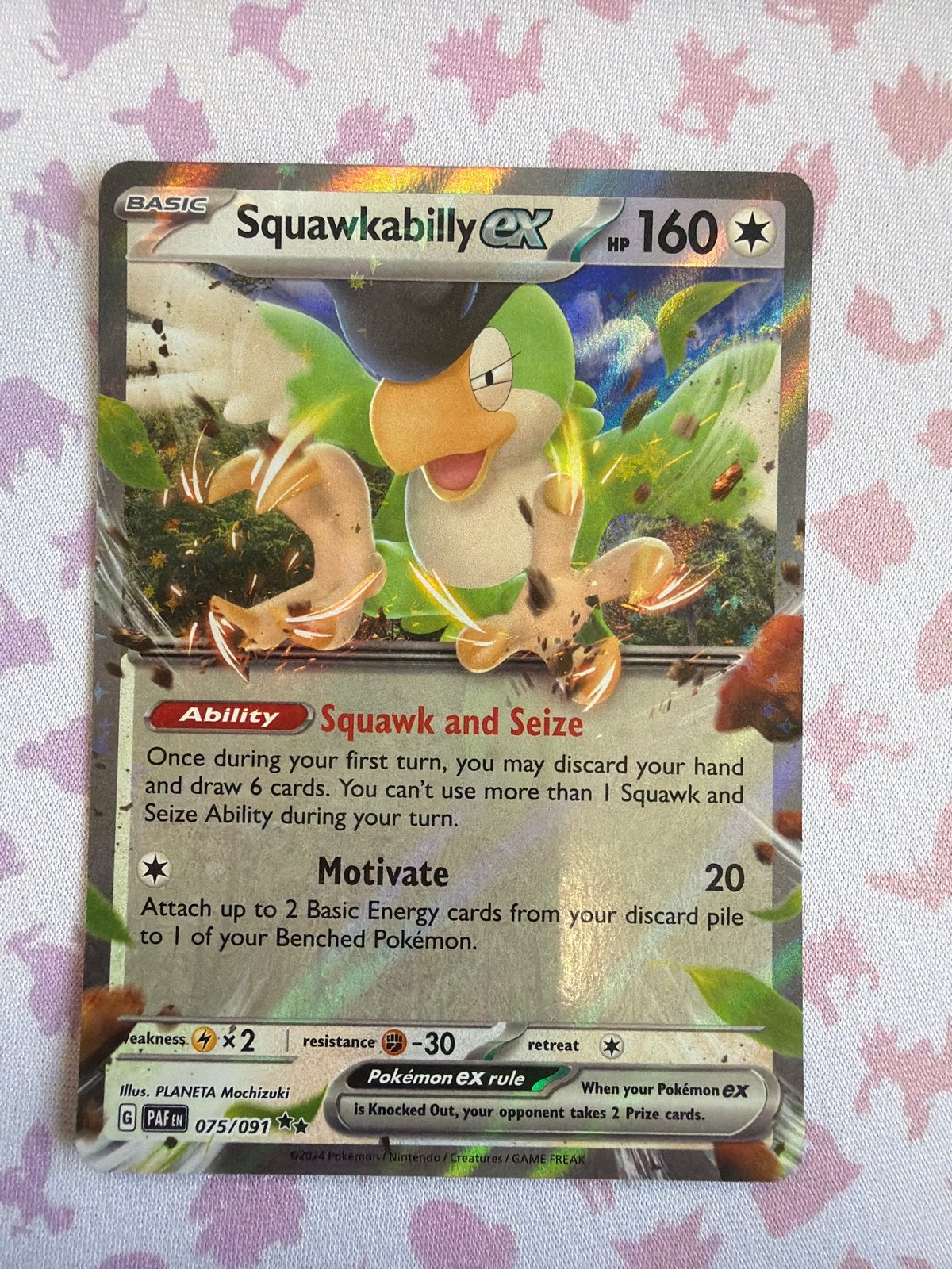 Squawkabilly ex 075/091 - Pokémon Kaart, Ophalen of Verzenden, Zo goed als nieuw, Losse kaart