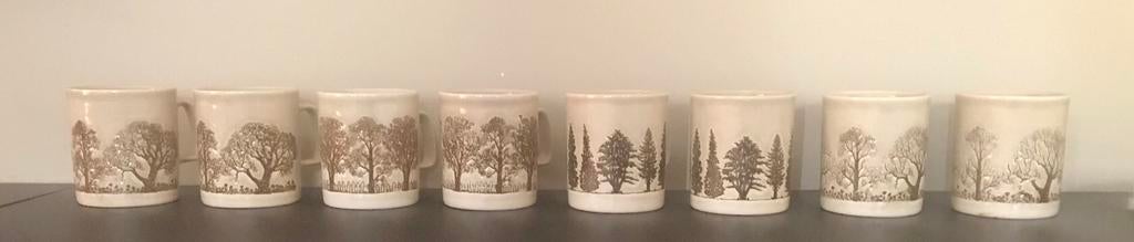 Complete serie Staffordshire muggs, koffiemokken 8 stuks, Ophalen of Verzenden, Zo goed als nieuw, Bord(en), Wedgwood