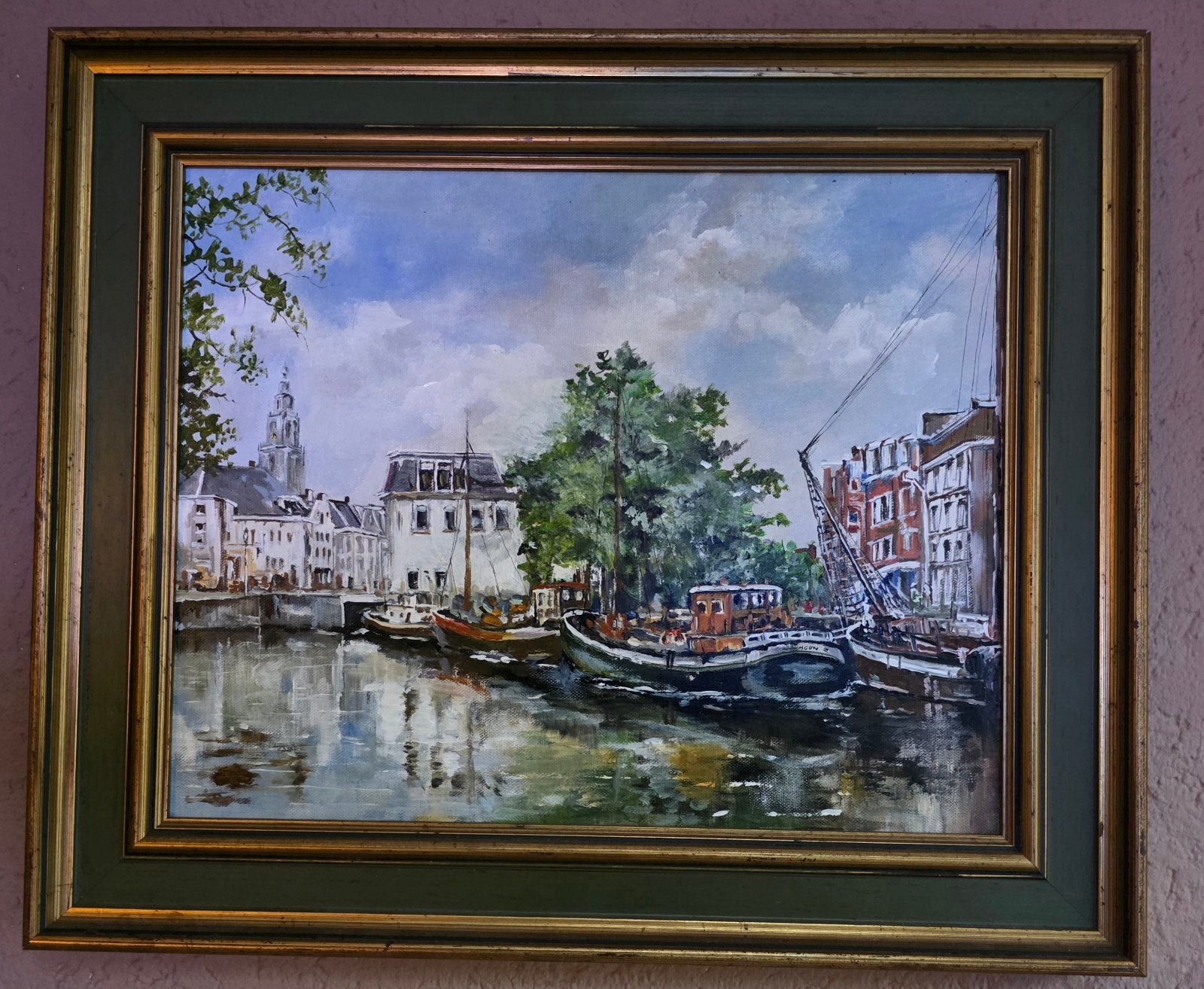 Historisch Winschoterkade in Groningen, Antiek en Kunst, Kunst | Schilderijen | Klassiek, Ophalen of Verzenden