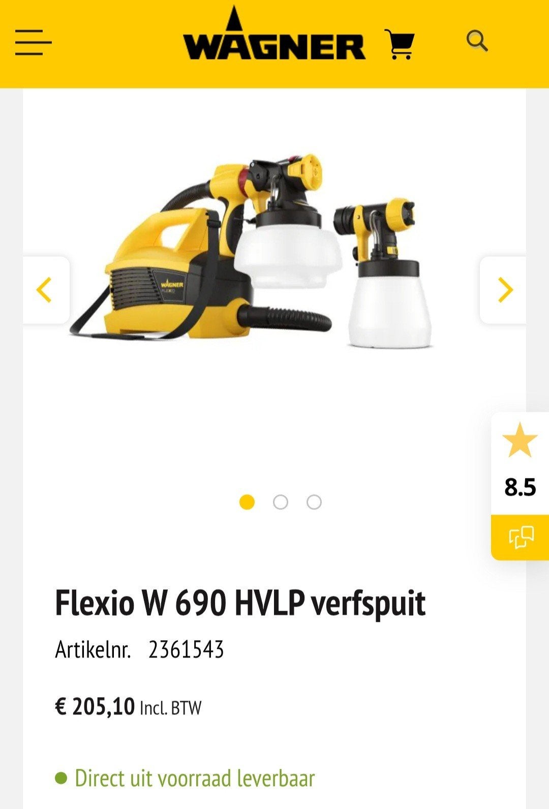 Wagner Flexio W 690 HVLP verfspuit, Doe-het-zelf en Verbouw, Ophalen of Verzenden, Nieuw, Verfspuit of Verfpomp