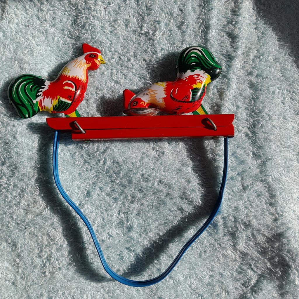 Blikken  knijp speelgoed pikkende hanen vintage jaren 70, Ophalen of Verzenden, Huis en Inrichting