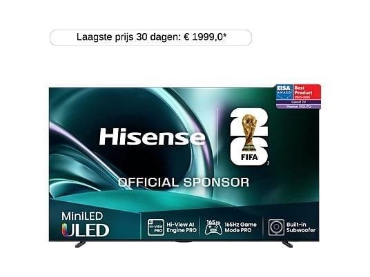 Hisense 100U72Q ULED 100 inch Smart TV, LED, 120 Hz, Zo goed als nieuw, 100 cm of meer