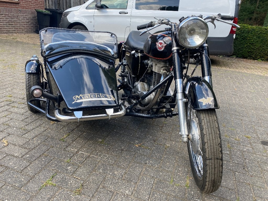 matchless met zijspan i.z.g.s. 350cc., Gebruikt, Handgeschakeld, 350 cc, 1 cilinder