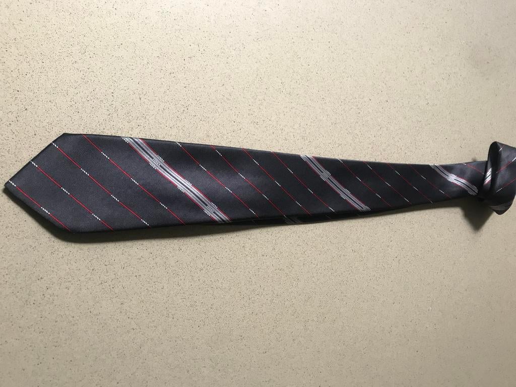 Stropdas 100 % zijde., Kleding | Heren, Ophalen of Verzenden, Zo goed als nieuw, Grijs, Met patroon