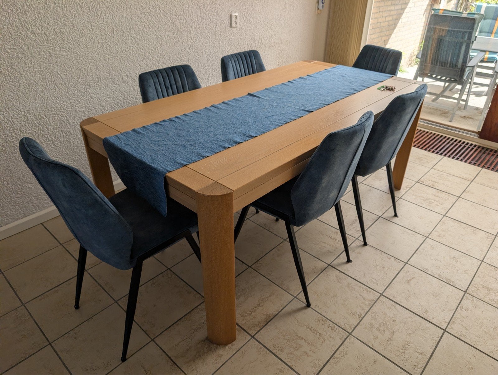 Eettafel 98x190x78cm, Ophalen, Gebruikt, 50 tot 100 cm, Vijf personen of meer