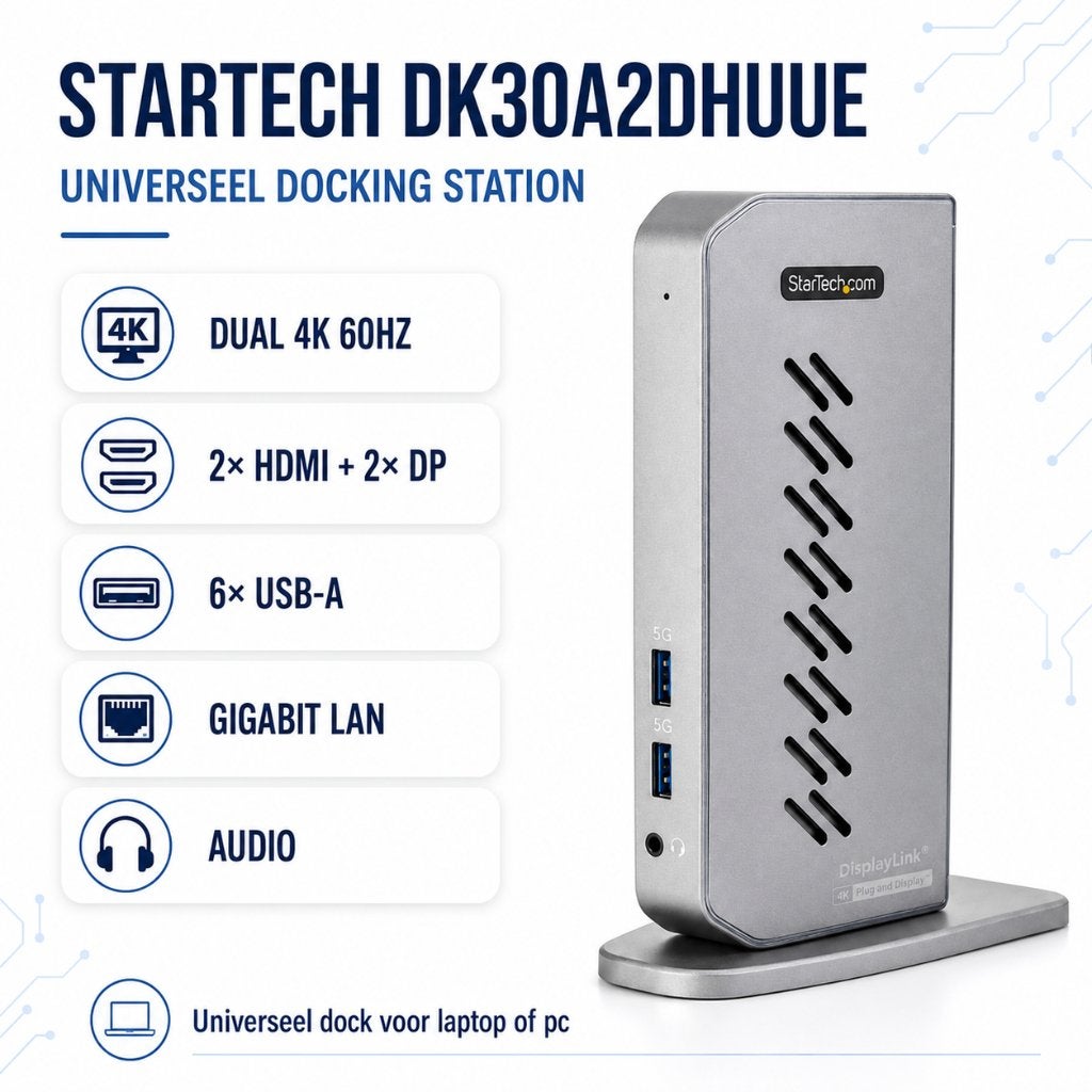 StarTech DK30A2DHUUE Dual 4K | HDMI + DisplayPort | 6x USB, Computers en Software, Dockingstations, Nieuw, Ophalen of Verzenden