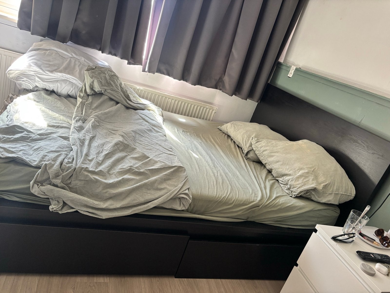 GRATIS Tweepersoonsbed met opbergruimte, Ophalen, Gebruikt, Zwart, Tweepersoons