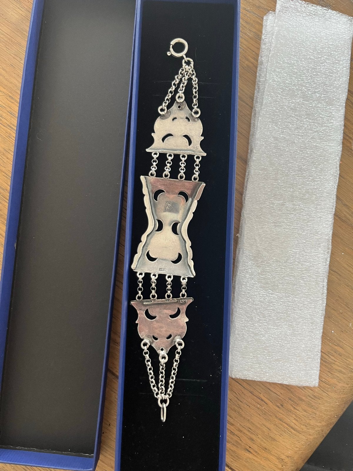 Vintage Zilveren Bijbelslot Armband Gedetailleerd Patroon, Ophalen of Verzenden, Zo goed als nieuw, Zilver