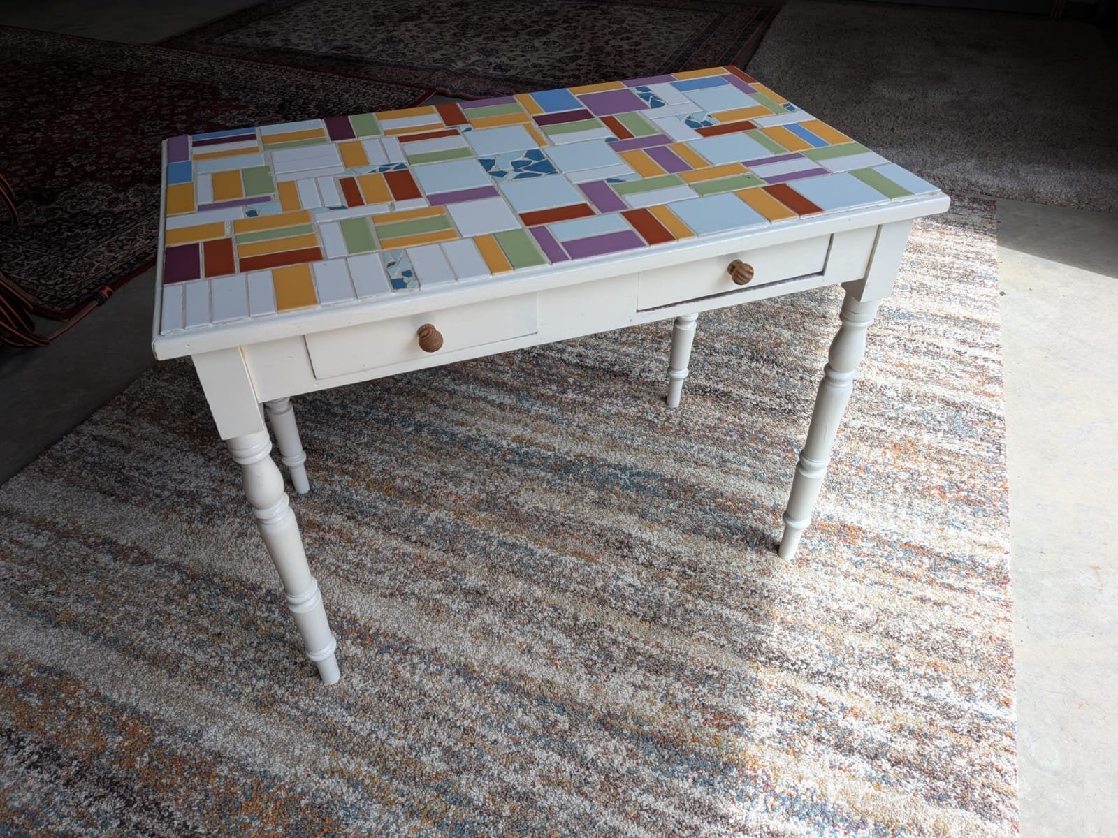 Wit bureau gekleurd blad tegels Uniek! authentieke laatjes, Ophalen, Rechthoekig, 50 tot 100 cm