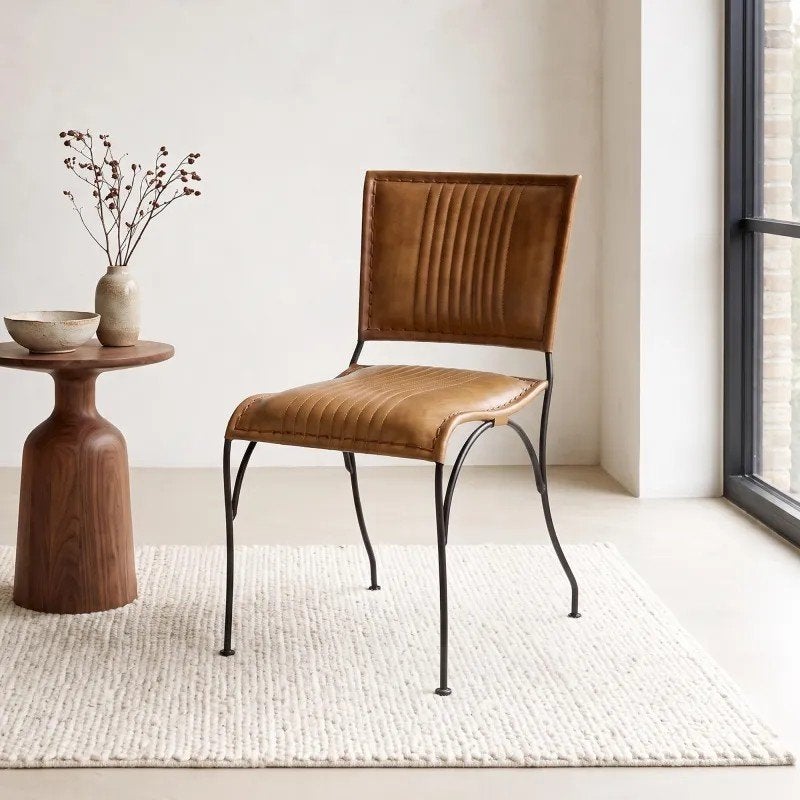 Twee vintage look nieuwe leren stoelen, Ophalen, Twee, Bruin, Nieuw