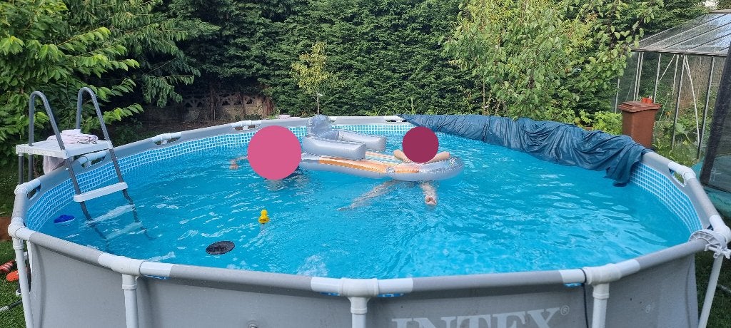 zwembad 457x122 intex met trap en tegels, Tuin en Terras, Zwembaden, Gebruikt, Rond, 300 cm of meer, Ophalen
