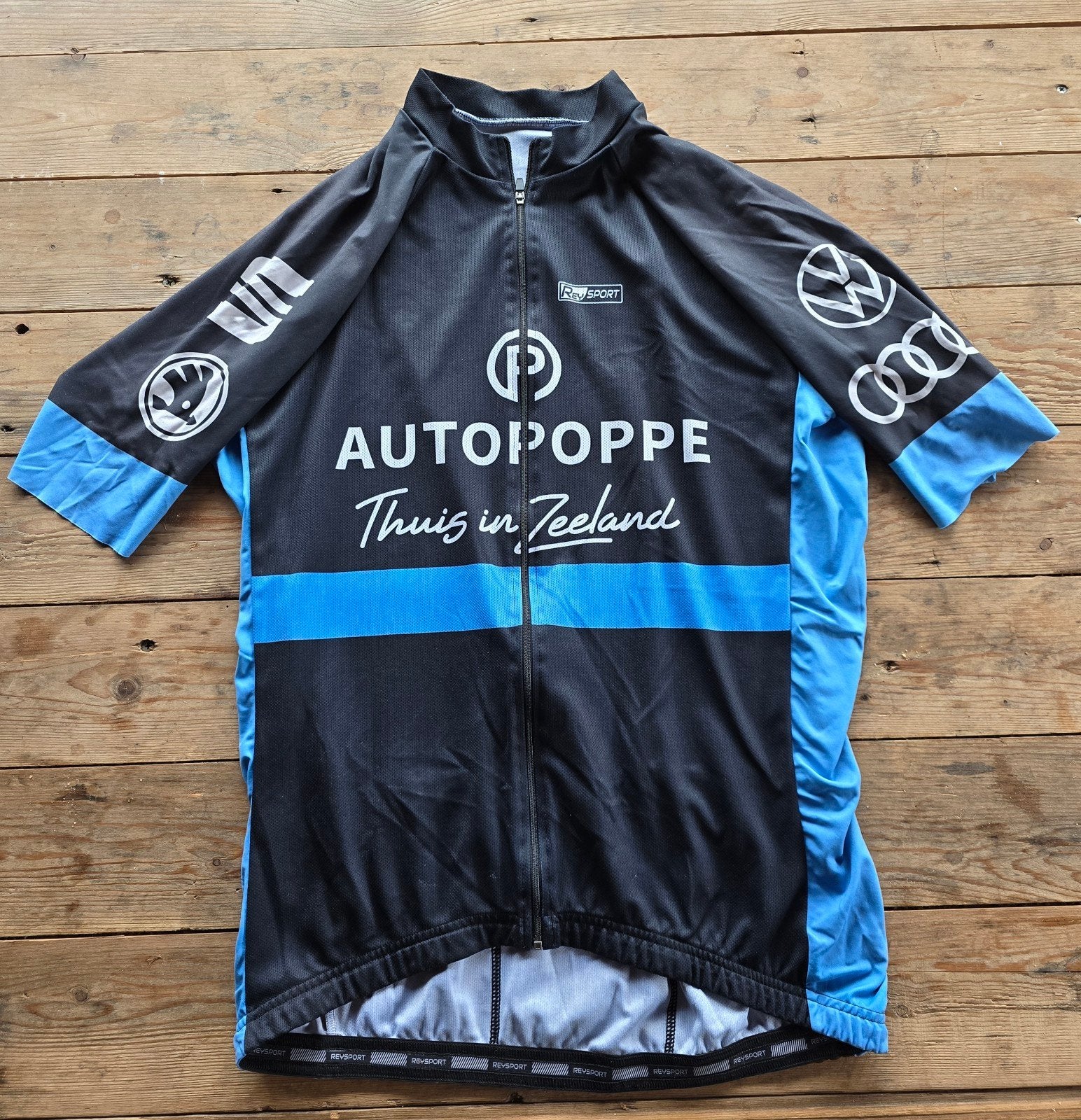 Fietsshirt,fietsbroeken en jasje Autopoppe Thuis in Zeeland, Gebruikt, Ophalen of Verzenden, XL, Bovenkleding