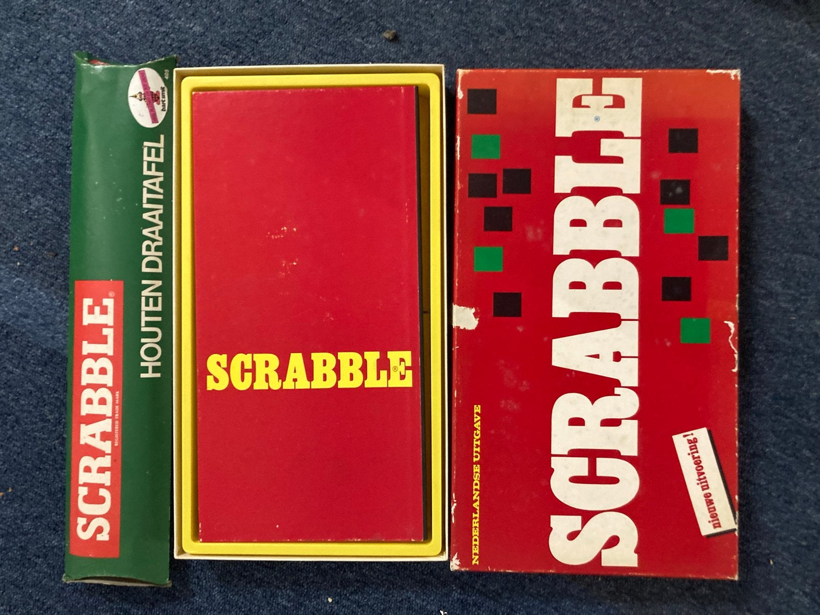 Scrabble met houten draaitafel - Nederlandse uitgave, Drie of vier spelers, Ophalen of Verzenden, Gebruikt