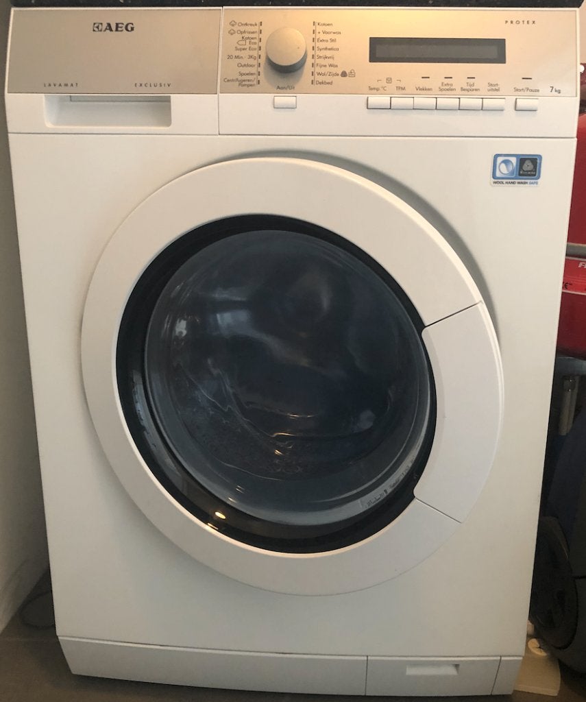 AEG wasmachine (7 kg.), Ophalen, Gebruikt, Voorlader, 85 tot 90 cm