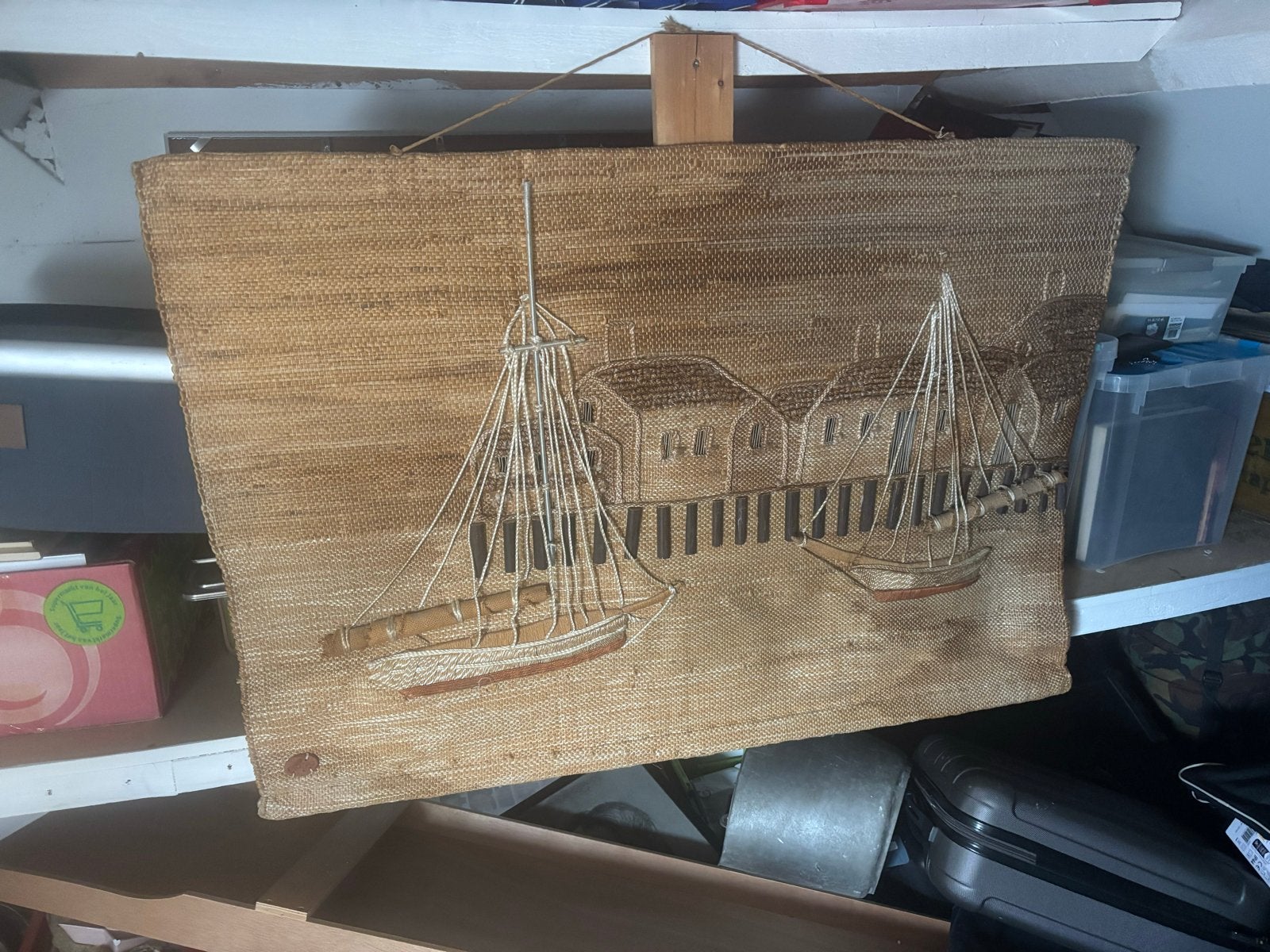 Vintage wandkleed met maritiem tafereel, Ophalen of Verzenden