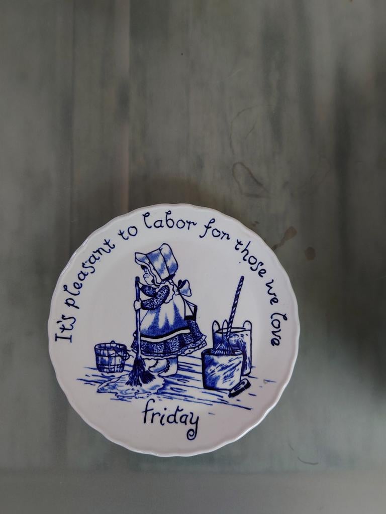 Vintage Burleigh Ironstone wandbord - Blauw/Wit, Ophalen of Verzenden