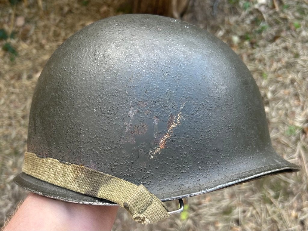 Amerikaanse M1 helm WO2 Swivel Bale, Verzamelen, Ophalen of Verzenden, Amerika, Helm of Baret
