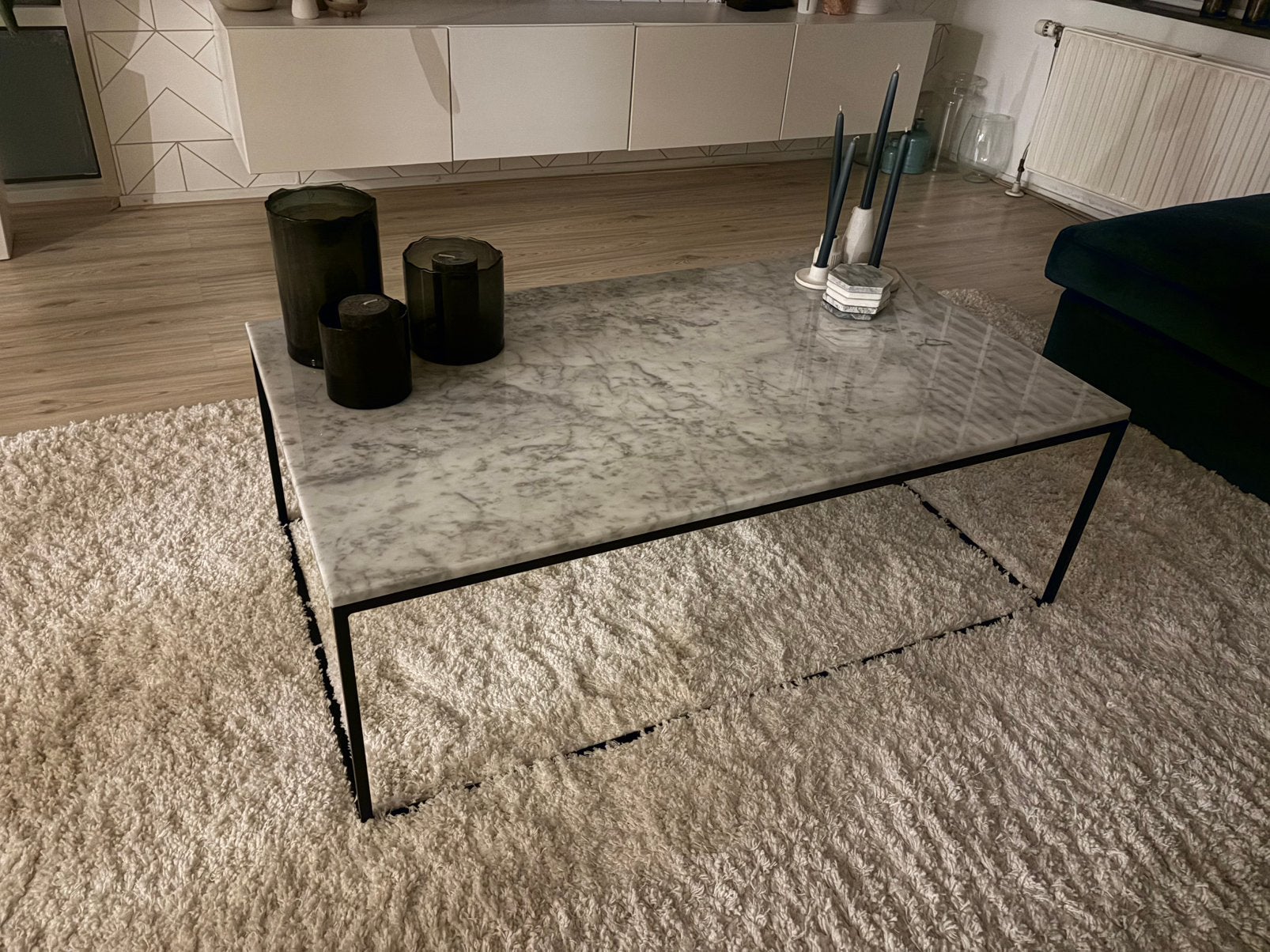 Marmeren salontafel, Huis en Inrichting, Ophalen, 100 tot 150 cm, 50 tot 100 cm, Zo goed als nieuw