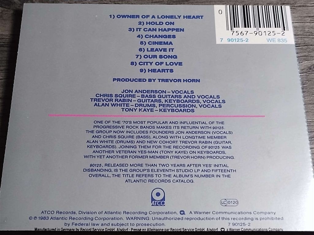 Yes - 90125, Cd's en Dvd's, Ophalen of Verzenden, Zo goed als nieuw, Poprock