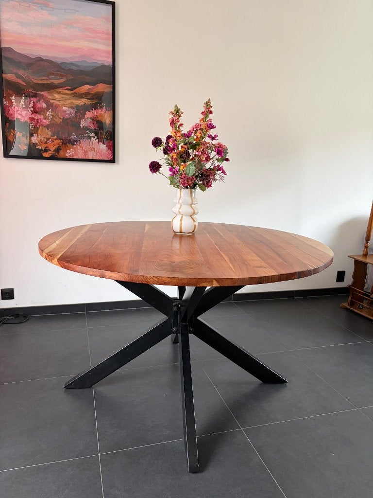 Ronde eettafel, Huis en Inrichting, Tafels | Eettafels, Ophalen, Gebruikt, Rond, Vier personen
