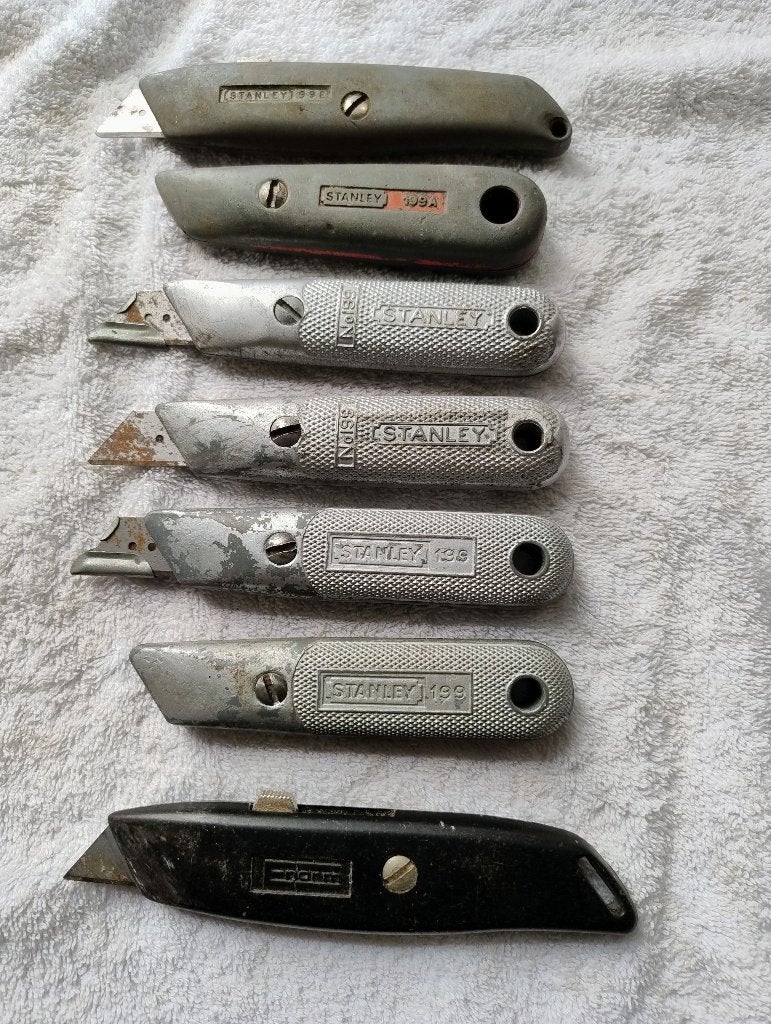 stanley mes 99E 199A en 199 zwarte Enorm 7 stuks, Ophalen of Verzenden, Gebruikt, Snijgereedschap, Stanley