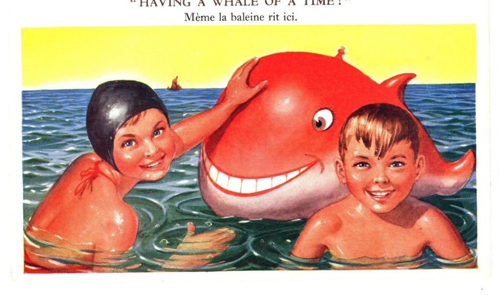 Oude Ansichtkaart Having a Whale of a Time, Ophalen of Verzenden, 1940 tot 1960, Ongelopen