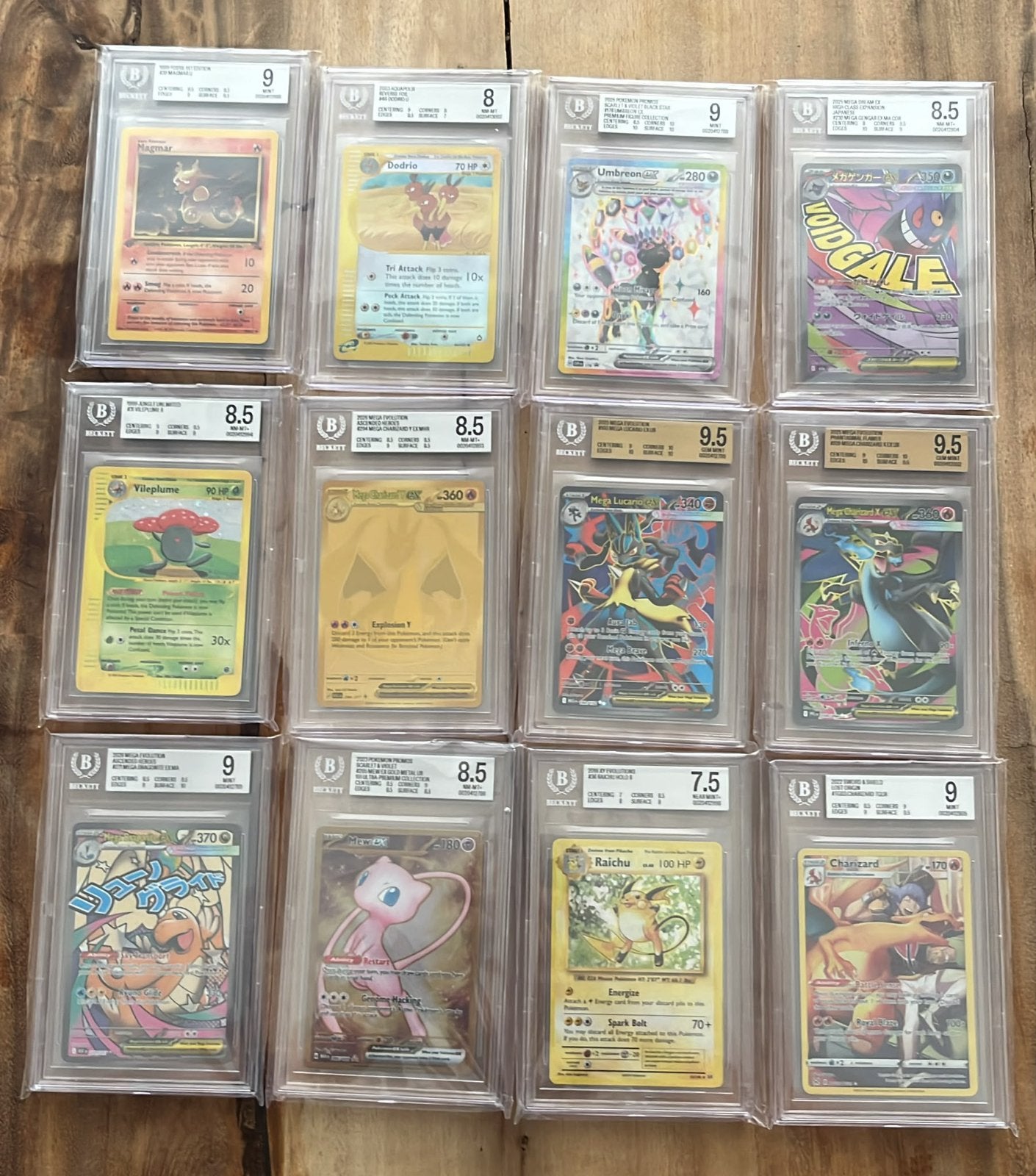 Pokemon Beckett slabs 12 stuks! Charizard, mew, gengar etc.!